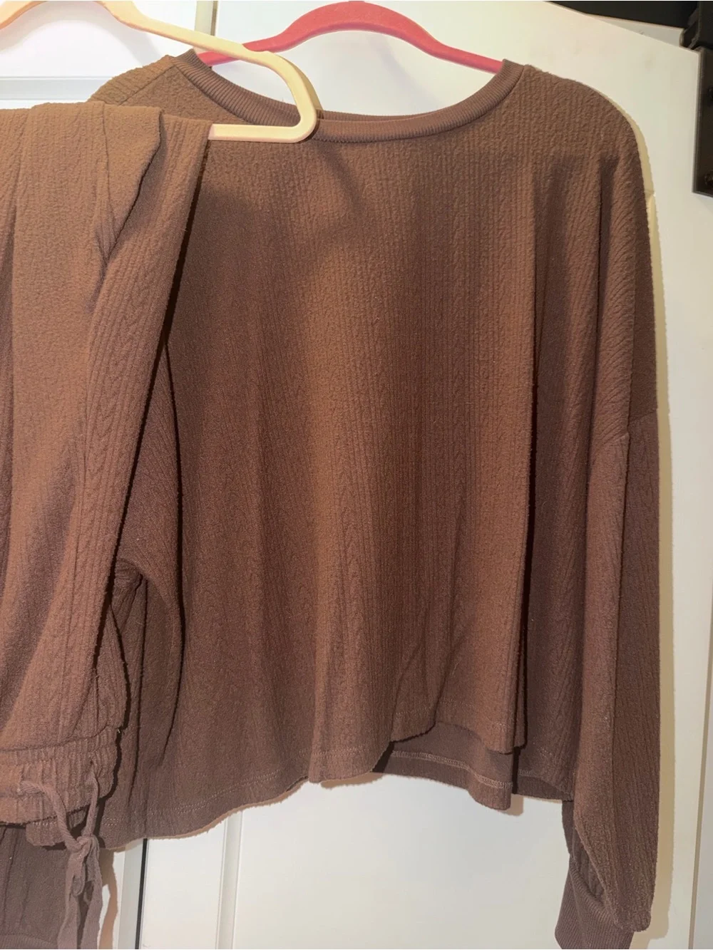 Adyson Parker Brown Ribbed Lounge Top & wide leg pant Set